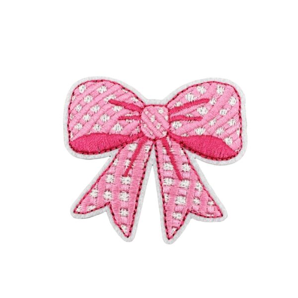 Wholesale Pink Bow Embroidery Cloth Patch, Hot Melt Adhesive Iron-On Patch, Fashion Hair Accessory, Boutique Resale Craft Supply