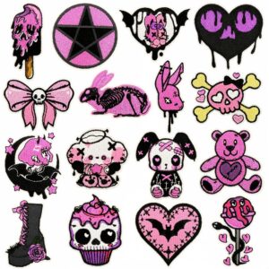 oly-85a6e5c2322d73d987a8e8da6ee034af Wholesale Gothic Style Iron-On Embroidery Patch Dark Pink Decorative DIY Accessory
