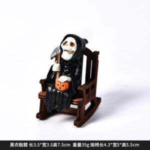 Dy2265f black skull + rocking chair halloween ornament