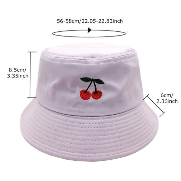 Wholesale Cherry Embroidered Bucket Hat for Outdoor Sun Protection Chic Fashion Accessory