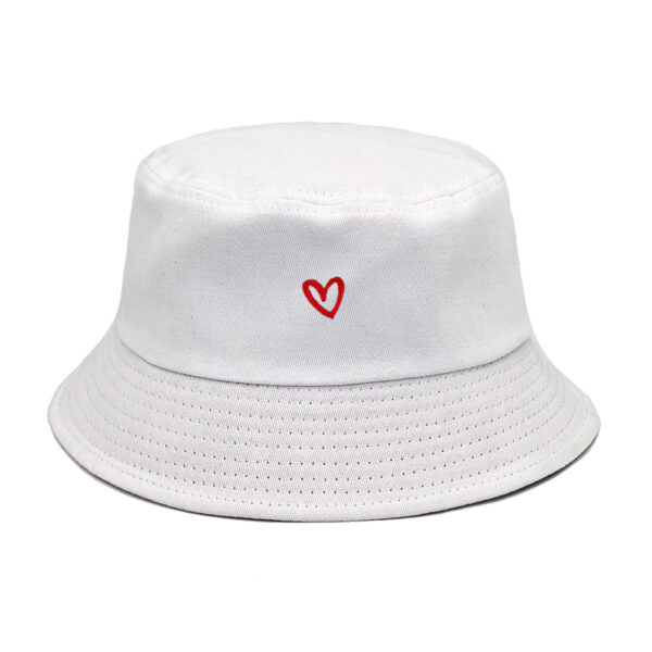 oly-85e480f4e5c7ee27cc9f03049947ffae Wholesale Chic Heart Embroidery Bucket Hat Cotton Sun Protection Fashion Accessory