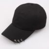 Wholesale Korean Style Three Ring Pin Baseball Cap Cotton Black Casual Hat for Adults