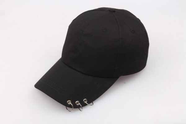 Wholesale Korean Style Three Ring Pin Baseball Cap Cotton Black Casual Hat for Adults