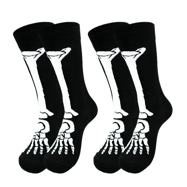 oly-862024acaf1bca21f7c77bf4d1741d98 Wholesale Polyester Cotton Mid Calf Socks Halloween Skeleton Claw Cartoon Print Unisex Casual Fashion Socks