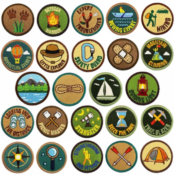Wholesale Boutique Cartoon Outdoor Adventure Embroidered Round Patch Polyester Thread Decorative Badge
