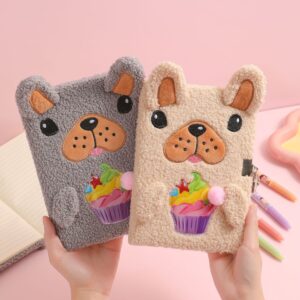 oly-865b31d1881eab291413d6096e087ecf Wholesale Plush Cartoon Dog Notebook with Lock Cute 3D Ears Diary for Kids Students Boutique Stationery