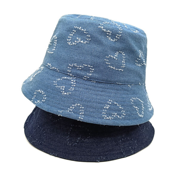 oly-86622da06a2dbecacd94e9b08ebb98f6 Wholesale Korean Style Denim Love Heart Bucket Hat for Daily Outings Sun Protection Fashion Accessory