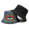 Wholesale Fashion Print Fisherman Hat with Eyes Blue Pattern Sun Protection Outdoor Cap