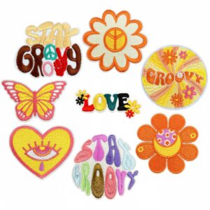 oly-86c32a1fa854c7258eb156fe68b63c3b Wholesale Bohemian Butterfly Sunflower Iron-On Patches 8pcs Decorative Polyester Thread for Resale