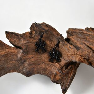 A pair of black spider pendant ear hooks (fg1667-1)