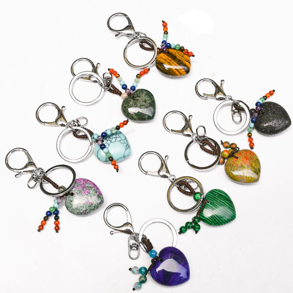 Wholesale Fashion Heart Amethyst Crystal Keychain Bag Charm Decorative Accessory