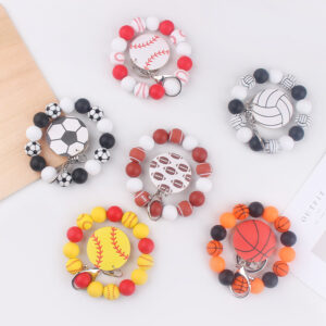 Wholesale Soccer Ball Silicone Bead Bracelet Keychain Graduation Gift Fashion Accessory