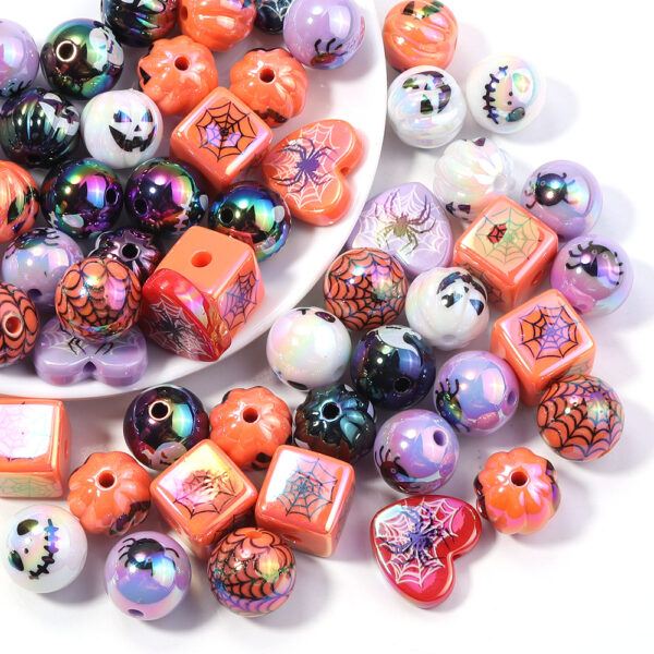 oly-8769a3152dd72f6b16c6fdcb443a8117 Wholesale Halloween Pumpkin Spider Web Acrylic Beads Fashion DIY Jewelry Accessory for Resale
