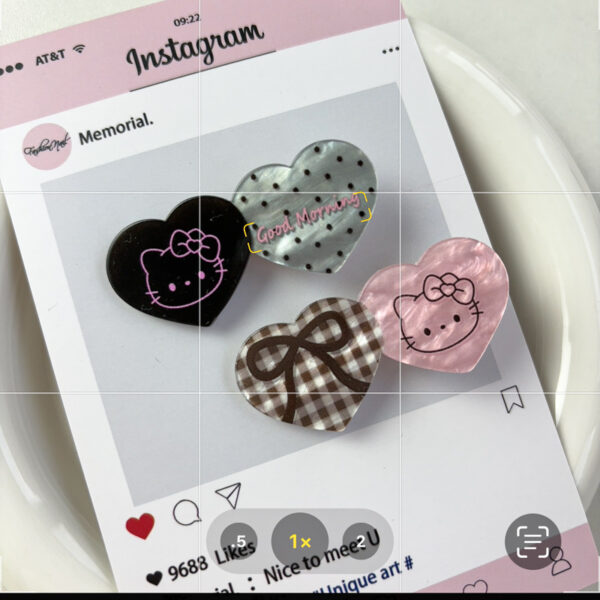 Wholesale Y2K Heart Duckbill Hair Clip Acrylic Coffee Color Fashion Hair Accessory