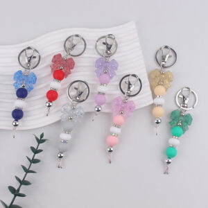 Wholesale Silicone Bow Beaded Bag Charm Keychain Fashion Accessory Gift for Party