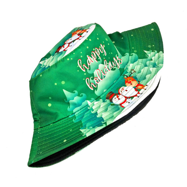 Wholesale Christmas Snowman Print Bucket Hat Outdoor Sun Protection Hat