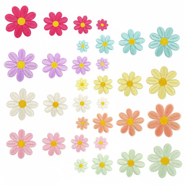 Wholesale Trendy Cartoon Sunflower Embroidered Cloth Patch Polyester Thread Hat Decorative Accessory