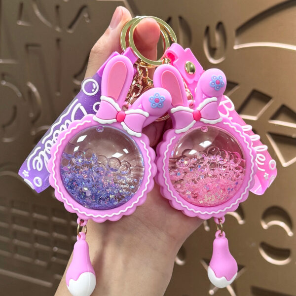 Wholesale Cartoon Rabbit Ear Oil Filled Keychain Pendant Bag Charm Gift