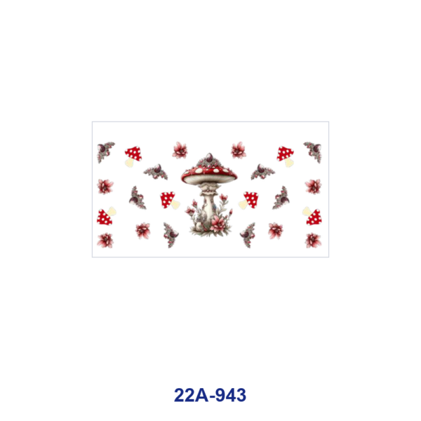 oly-87bca25ec14ac7022391ba2c5df51a04 Wholesale 5pcs Luminous Whimsical Watercolor Mushroom Gemstone Wild Flower Butterfly Mixed Decor Prints 16oz Cup UV DTF Wraps