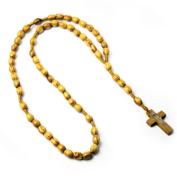 Wholesale Natural Wood Bead Cross Rosary Necklace Religious Jewelry for Gift Boutique Resale