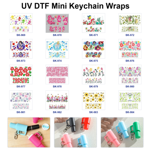 Wholesale 8pcs Cute Cartoon Character Assorted Blooms Decor Mini Cup Keychain Sticker OLY Exclusive