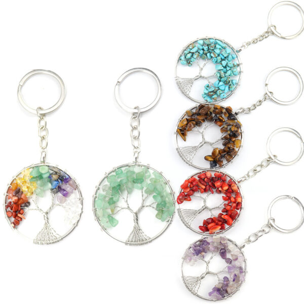 oly-8806411159d3a92af9b753272543a744 Wholesale Tree of Life Natural Crystal Chips Keychain Pendant Fashion Jewelry Accessory Gift for