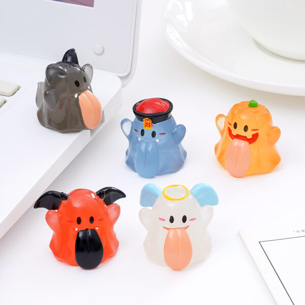 Wholesale Halloween Glow-in-the-Dark Big Tongue Angel Ghost Resin Figurine Home Decor Accessory