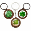 Wholesale Wood Four Leaf Clover Keychain Vintage Carved Pendant Unisex Gift