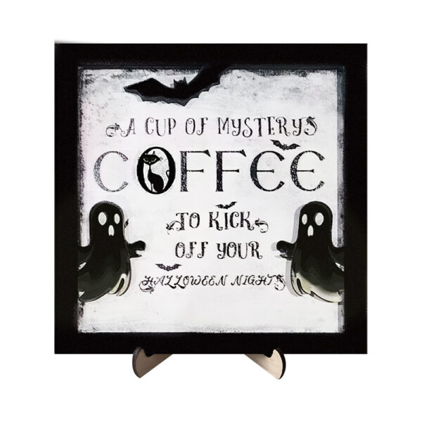 Wholesale Cute 3D Wooden Ghost Ornament Halloween Decorative Accent for Coffee Bar Table Decor