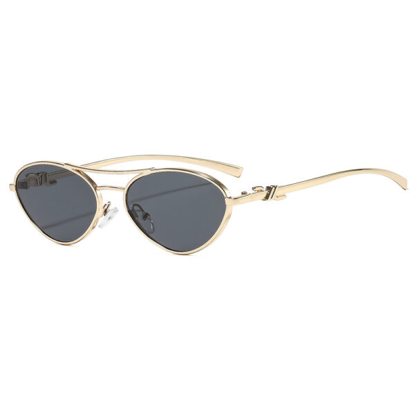 Wholesale Metal Gold Frame Double Beam Retro Cat Eye Sunglasses UV400 for Men Women