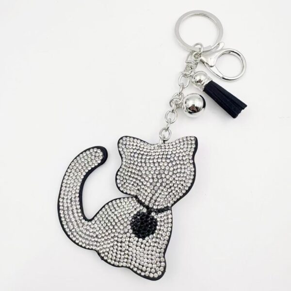 oly-884e60717ed5955718785c25245a9b10 Wholesale Rhinestone Cat Keychain with Bow Tie Chic Wedding Gift Fashion Accessory
