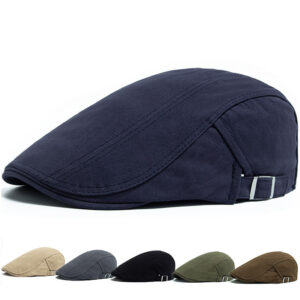 Wholesale Trendy Navy Blue Beret for Men Cotton Summer Hat with Retro Style Fashion Accessory for Resale
