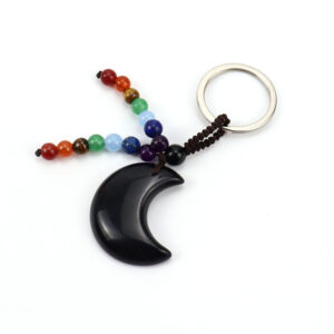 Brown rope obsidian keychain