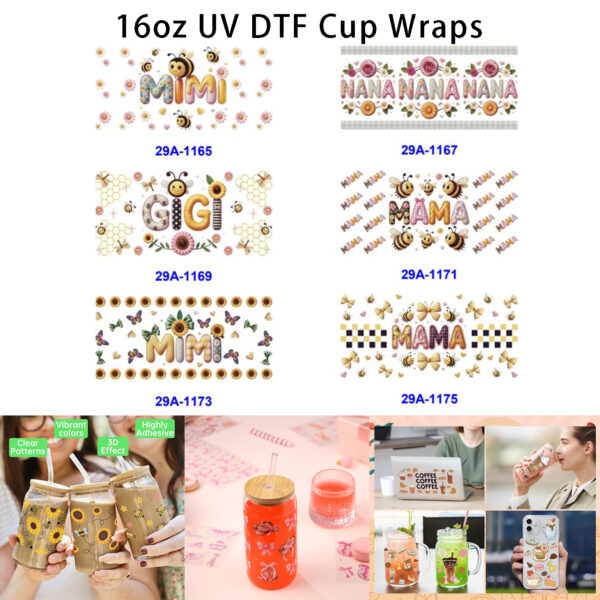 Wholesale 16oz Interesting Letter Cartoon Series Cup UV DTF Wraps