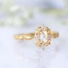 Wholesale Women's Vintage Opal Ring 14K Gold Plated Carved Hollow Geometric Design Engagement Gift Fashion Accessory