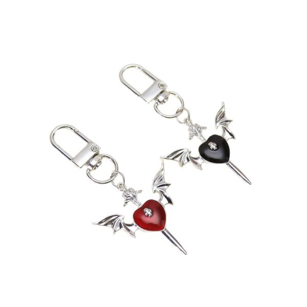 Wholesale Zinc Alloy Gothic Skull Love Wings Cross Pendant Keychain Chic Car Key Accessory