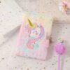oly-88dbcbec7685a5f1534c38a39f27ad62 Wholesale Cartoon Unicorn Plush Notebook with Lock Gift Diary for Children