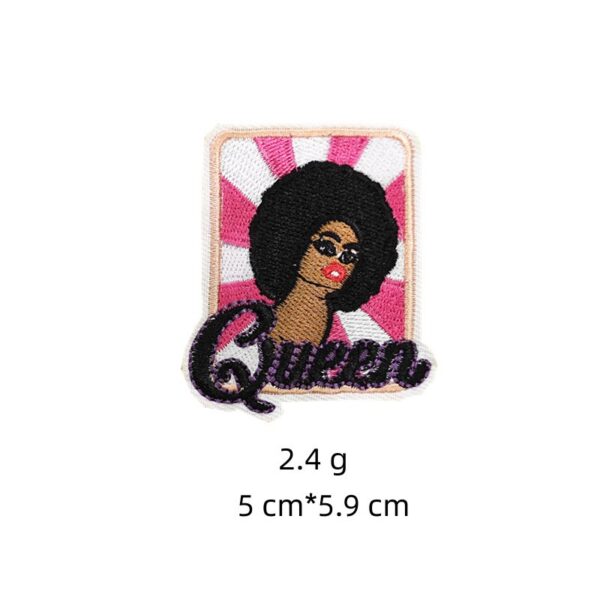 Wholesale Polyester Thread Cartoon Black Girl Embroidered Patch for Clothing Decorative DIY Sticker