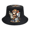 Wholesale Stylish Double Sided Monkey Print Bucket Hat Black Sun Protection Outdoor Casual Fashion Accessory