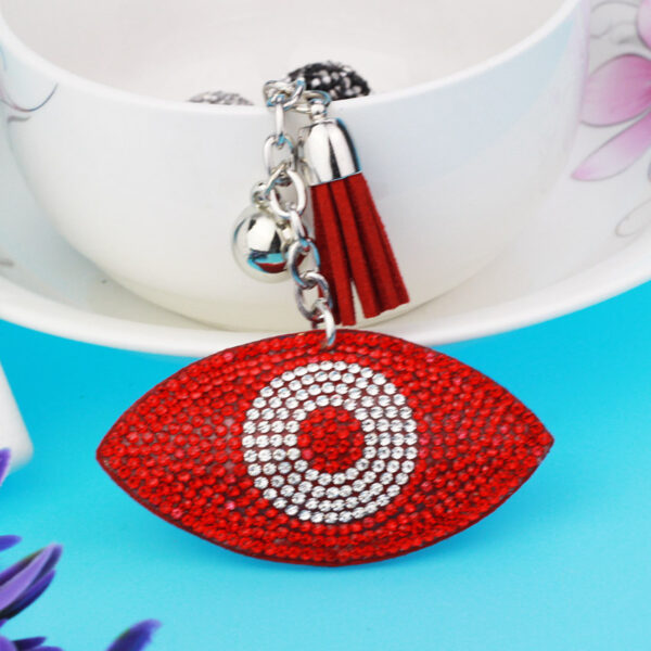 Wholesale White Flannel Rhinestone Eye Keychain Bag Charm for Wedding Gift, Car Key Accessory