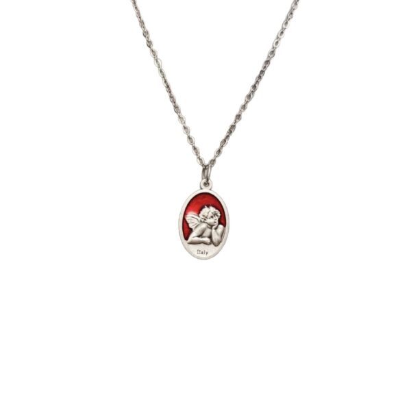 oly-8984260c797d6bac0a766635d267a452 Wholesale Vintage Double Sided Angel Pendant Necklace, Zinc Alloy, Box Chain, Fashion Accessory for Women