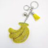 Wholesale Rhinestone Banana Keychain with Tassel Yellow Fruit Design Chic Bag Charm for Wedding Gifts