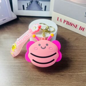 Coin purse - bee (leather cord) - pink