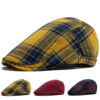 Wholesale Vintage Plaid Beret Hat Adjustable, Breathable Summer Cap, Fashion Accessory for Party or Daily Use