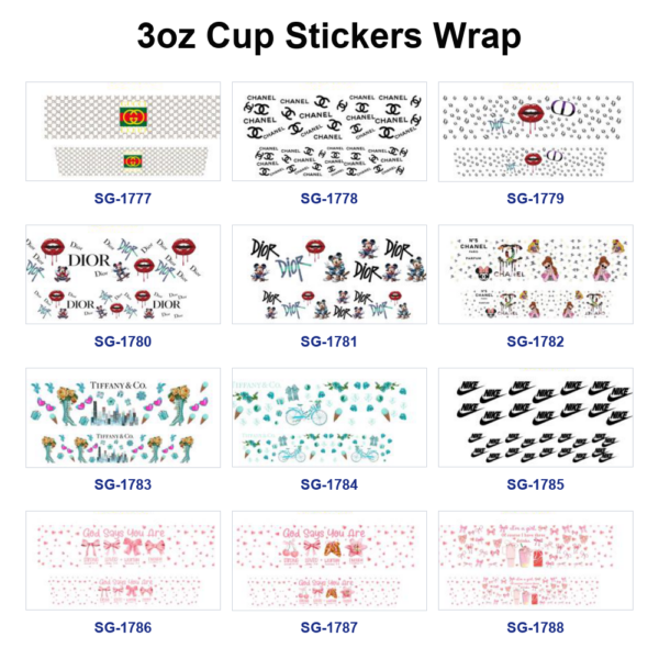 oly-89c18c8c2c0ee1630b076d48f713986f Wholesale 8pcs Fashion Bow Pattern 3oz Cup Stickers Wrap OLY Exclusive