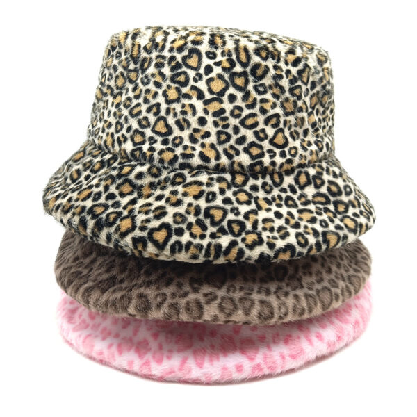 Wholesale Leopard Print Faux Fur Bucket Hat Trendy Women's Hat