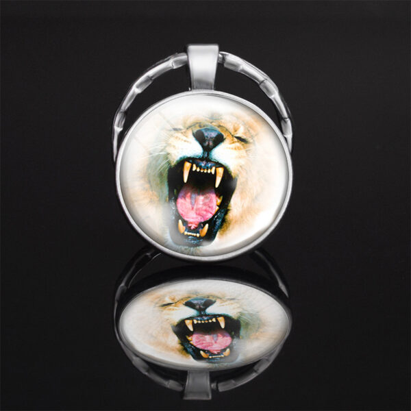 oly-8a0548d2a764e054db90f04e087386da Wholesale Tiger Head Glass Pendant Keychain Metal Key Ring Car Key Accessory Gift Boutique Resale