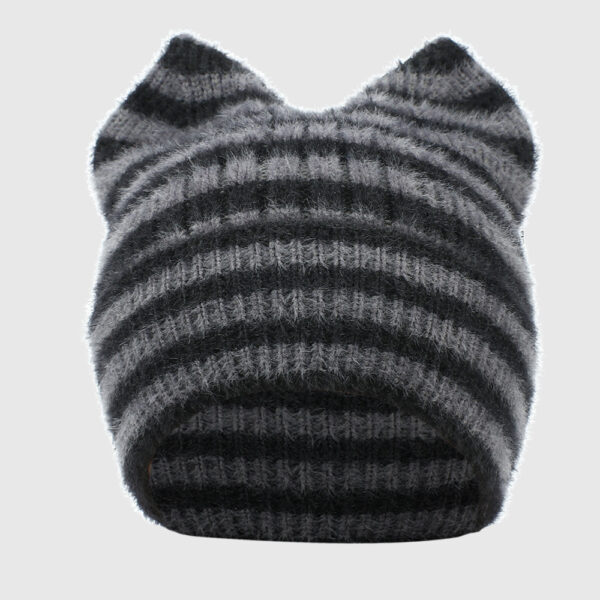 oly-8a238cfec04328d54663c13d7ccf252e Wholesale Trendy Striped Cat Ear Knit Beanie Winter Warm Hat for Women Fashion Accessory Gift