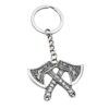 Wholesale Silver Metal Viking Rune Double Axe Keychain Trendy Wolf Head Eagle Pattern Key Pendant Gift