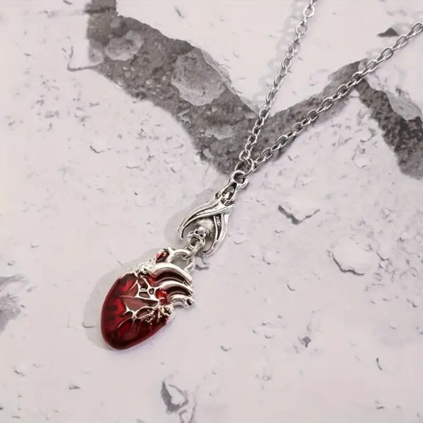 oly-8a320068f2d738853b52cd4a40f3a293 Wholesale Zinc Alloy Gothic Heart Pendant Bat Necklace Trendy Halloween Jewelry Gift for Resale
